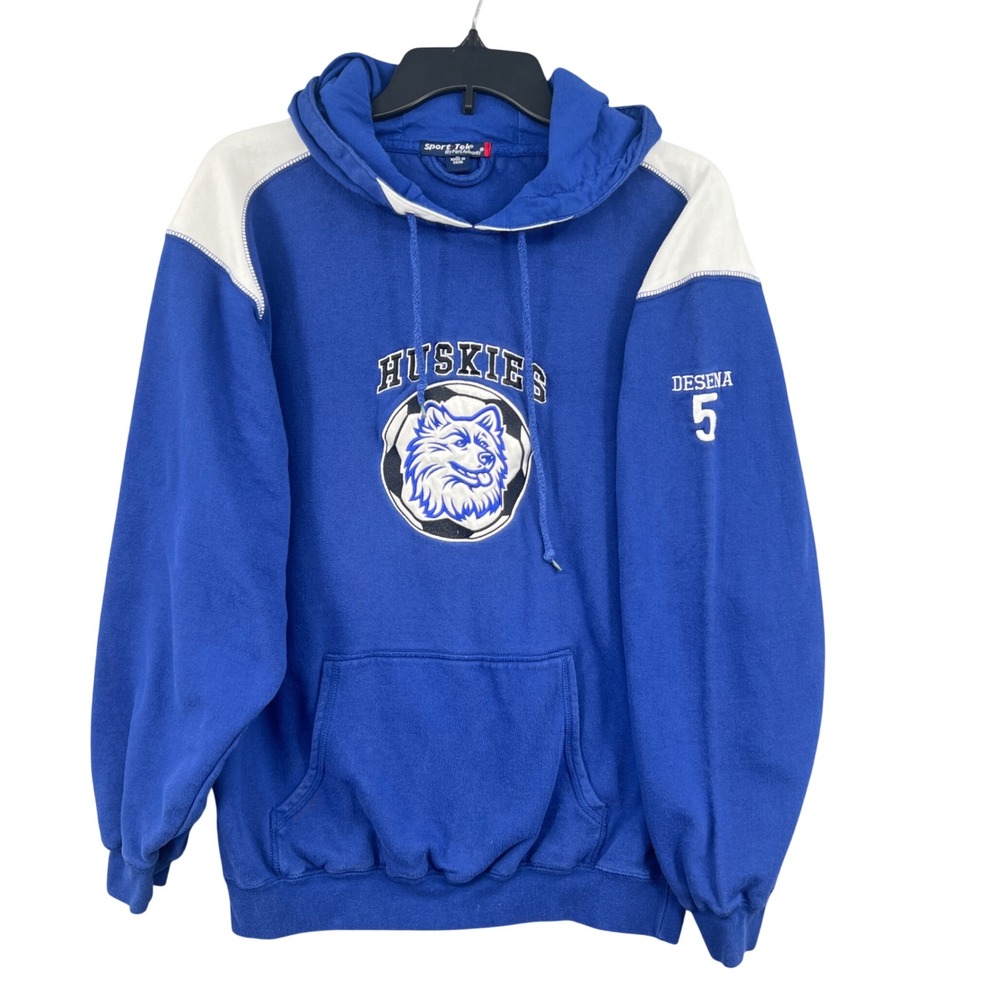 Vintage Huskies Soccer‎ Hoodie Mens M Blue Desena 5 Y2K Unisex Sport-Tek